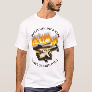 T-shirt Atelier De Forgeron Avec Anvil Et Marteau En Feu