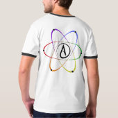 T-shirt Atheist Atom Symbol Rainbow Black (Dos)