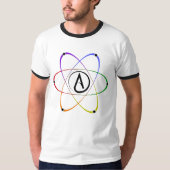 T-shirt Atheist Atom Symbol Rainbow Black (Devant)