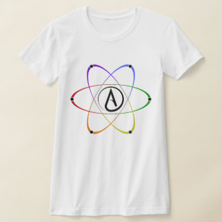 T-shirt Atheist Atom Symbol Rainbow Black