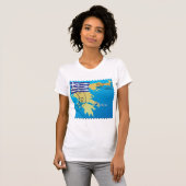 T-shirt Athènes Grèce Horloge grecque Drapeau et carte (Devant entier)