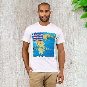 T-shirt Athènes Grèce Horloge grecque Drapeau et carte