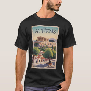T-shirt Athens Grèce Illustration Voyage Art Vintage