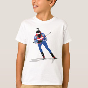 T-shirt Athlète De Biathlon Sur Skis