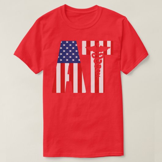 T-shirt Athletic Trainer Fier USA Drapeau américain AT (Design devant)