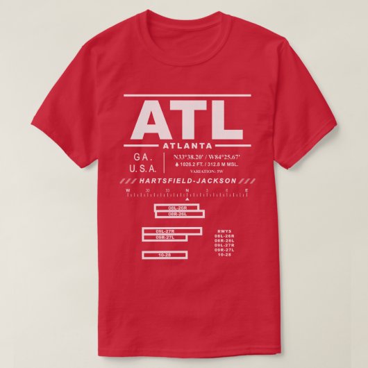 T-shirt ATL de l'aéroport international d'Atlanta (Design devant)