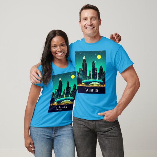 T-shirt Atlanta Skyline sous un ciel étoilé (Unisexe)
