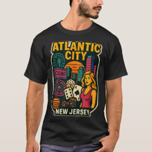 T-shirt Atlantic City New Jersey Vacances Casino Jeux De H
