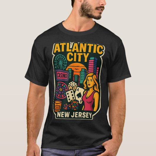 T-shirt Atlantic City New Jersey Vacation Casino Gaming Ga (Devant)