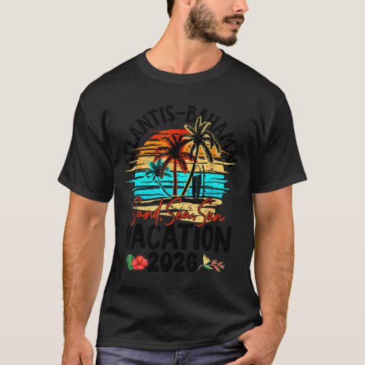 T-shirt Atlantis Bahamas 2026 Vacation Beach Matching Fami (Devant)