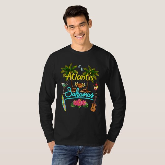 T-shirt Atlantis Bahamas Beach Summer Palm Surf Sun Set Pa (Devant entier)