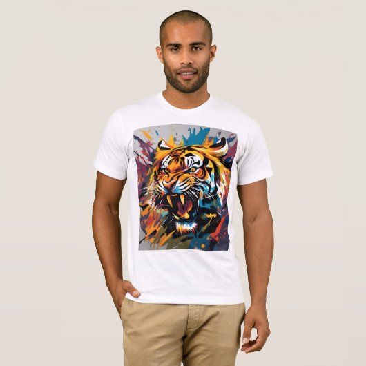 T-shirt attaque au tigre (Devant entier)