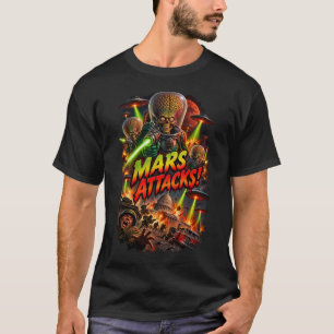 T-shirt Attaque Classique de Mars Science-Fiction Vintage