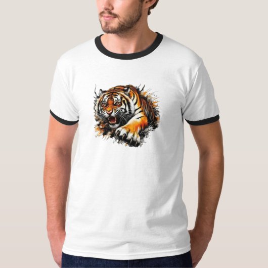 T-shirt Attaque de tigre en ruines (Devant)
