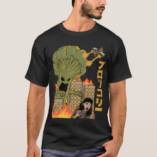 T-shirt Attaque japonaise de brocoli alimentaire Kaiju Ani