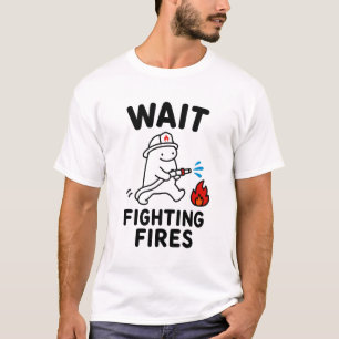 T-shirt Attendez Cadeau Drôle et Mignon de Pompiers