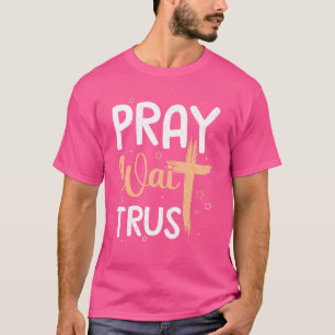 T-shirt Attendez Graphique Croix Dieu Cadeau Confiance Pri