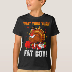 T-shirt Attendez Votre Tour Drôle de Thanksgiving Dinde Pè