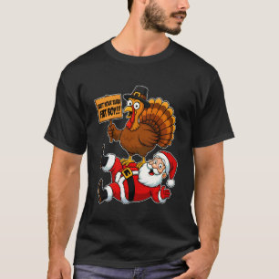 T-shirt Attendez Votre Tour Gros Garçon Santa Turkey Thank