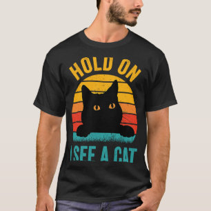 T-shirt Attends, Je Vois Un Chat Sunset Vintage Chat Dire