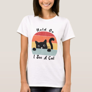 T-shirt Attends Je Vois Un Chat, Un Amoureux des chats Drô