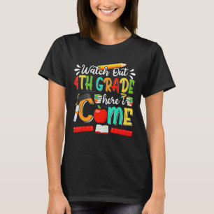 T-shirt Attention 4e année Je viens filles garçons quatriè
