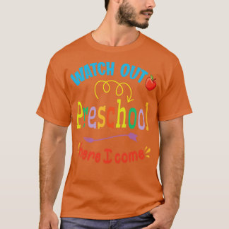 T-shirt Attention À L'École Préscolaire Ici Je Reviens Étu
