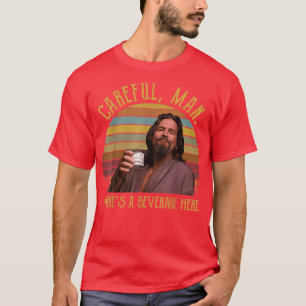 T-shirt Attention, il y a une boisson ici Vintage Rétro