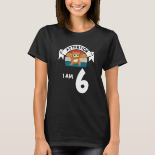 T-shirt Attention J'ai 6 chat 6e anniversaire garçon Anniv
