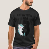 T-shirt Attention Je Suis 3 Requin Troisième Anniversaire (Devant)