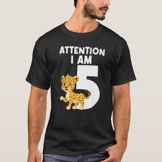 T-shirt Attention Je Suis 5 Tiger Cinq Anniversaire (Devant)