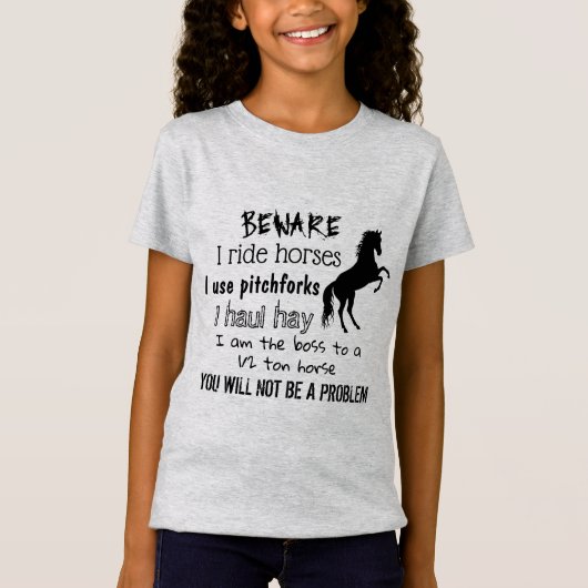 T-Shirt ATTENTION - JE TIRE DES CHEVAUX - (Devant)