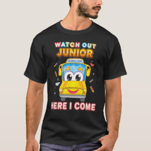 T-shirt Attention Junior Ici Je Viens L'École Bus Enfant É