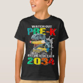 T-shirt Attention Pré-K Ici I Come Future Class 2034 (Devant)