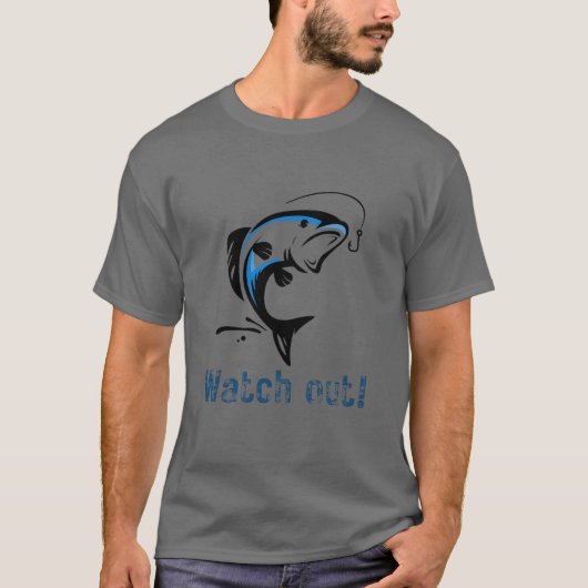 T-shirt "Attention ! Zone de pêche" - Design amusant d'une (Devant)
