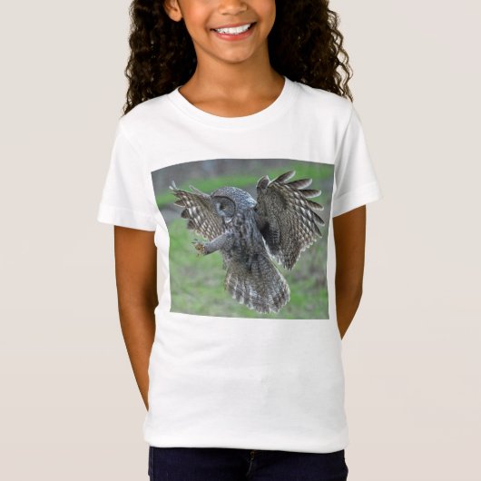 T-Shirt Atterrissage de ~ de hibou de grand gris (Devant)