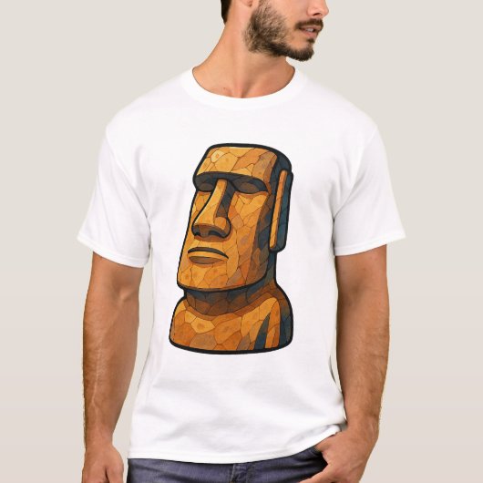 T-shirt Attitude antique stoïque Moai (Devant)