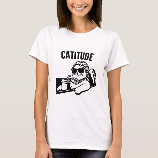 T-shirt Attitude de chat (Devant)