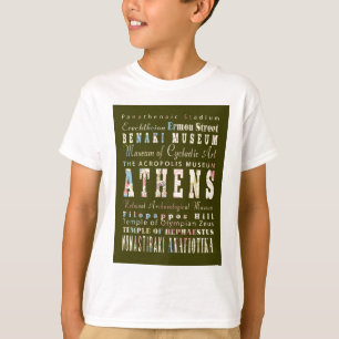 T-shirt Attractions et endroits célèbres d'Athènes, Gr