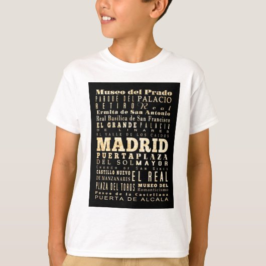 T-shirt Attractions et endroits célèbres de Madrid, (Devant)
