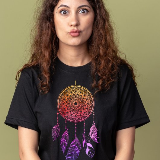 T-shirt attrape de rêve rose et violet boho