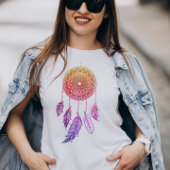T-shirt attrape de rêve rose et violet boho