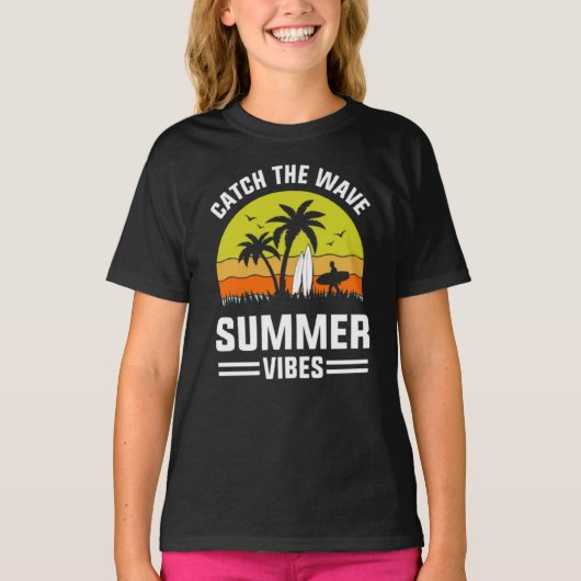 T-shirt Attrapez la vague Vibe estivale-64193 (Devant)