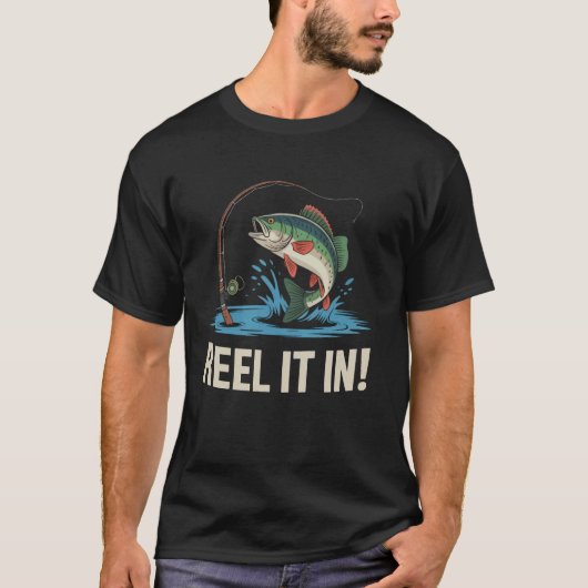 T-shirt Attrapez-le drôle de pêche à la basse prise (Devant)