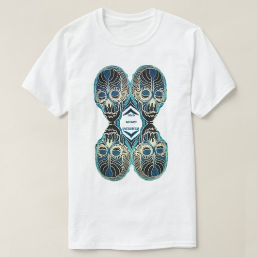T-shirt ATW. Toutes les sorcières noir et bleu 4 crâne (Design devant)