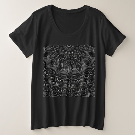 T-shirt au charbon Mandala Plus Size (Design devant)