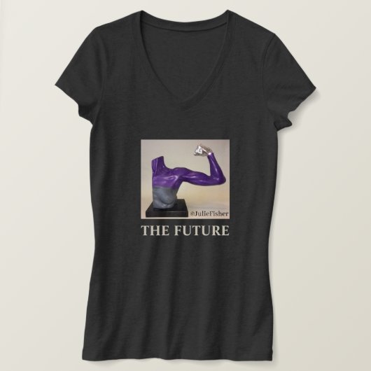 T-shirt au col V gris foncé de la FUTURE-Femme (Design devant)