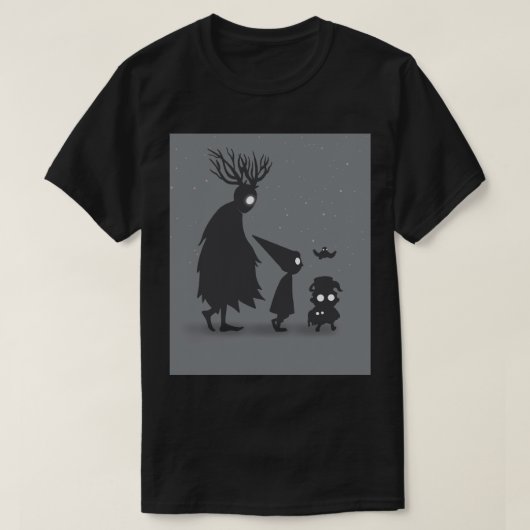 T-shirt Au-dessus de la silhouette du mur du jardin (Design devant)