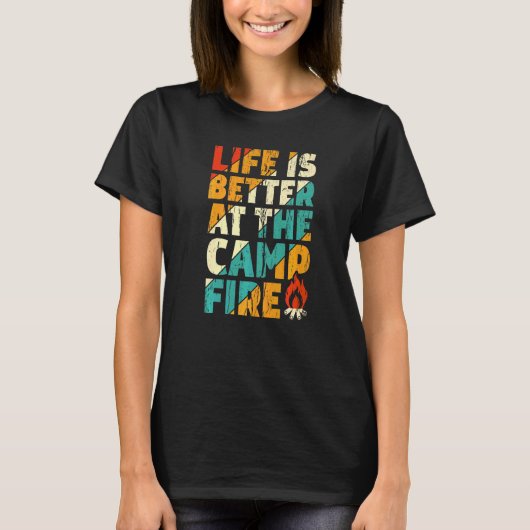T-shirt Au feu de camp Camping Vitange (Devant)