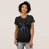 T-shirt au néon de violoncelle (Devant entier)